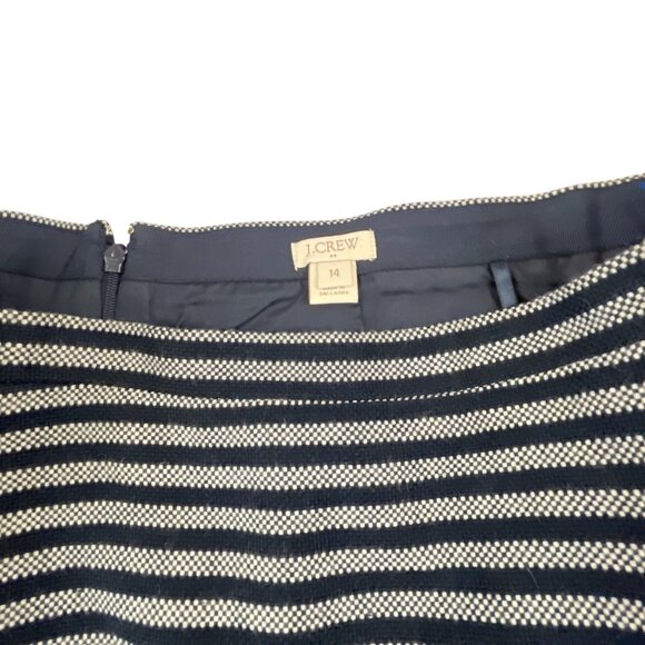 J.Crew Women's Flared Striped Knit Mini Skirt Navy & White Sz 14 Nautical Flowy - Picture 4 of 6